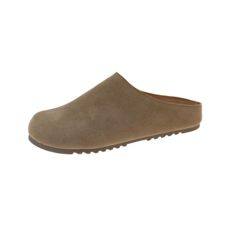 2025  Women's Thick Heel Head Cover Slippers for Outdoor Wear Spring New Style Retro Solid Color Fashionable Slippers