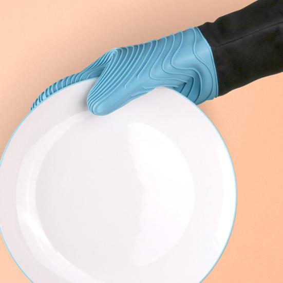 1 ks Silikonové pečicí rukavice Vodotěsné žáruvzdorné chňapky Spirálový vzor Pečicí chňapky pro vaření Kuchyňská nezbytnost