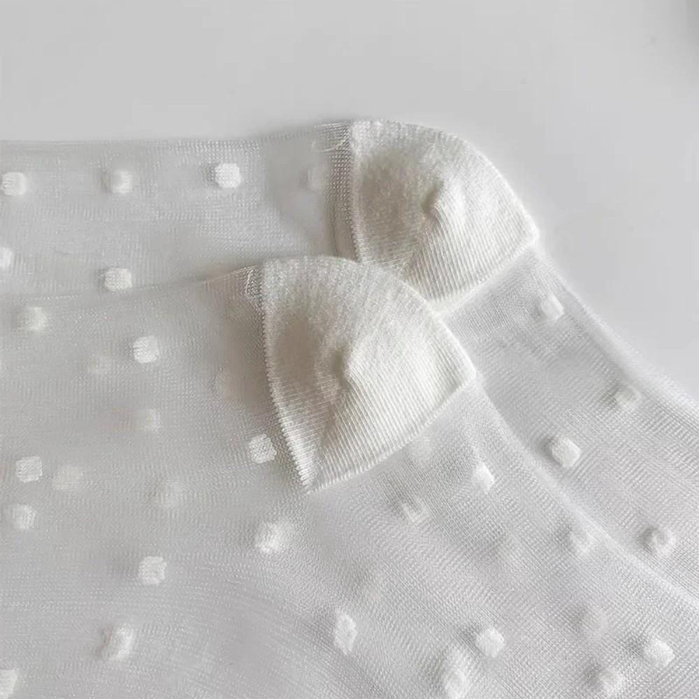 Soft Lolita Socks Crystal Silk Long Socks Comfortable Polka Dot Sock  Girls
