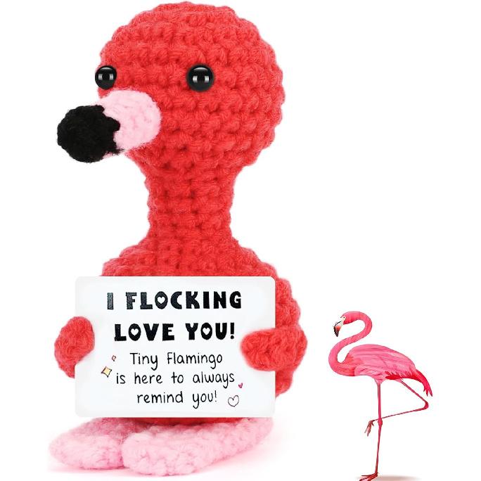 I Love You Gifts for Her, Flamingo Gifts for Women, Funny, Birthday I Love You Flamingo Romantic Valentines Gift for Couple, Handmade Crochet