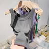 White round neck design sling small vest women's breast covering can be worn outside casual versatile sleeveless basic top