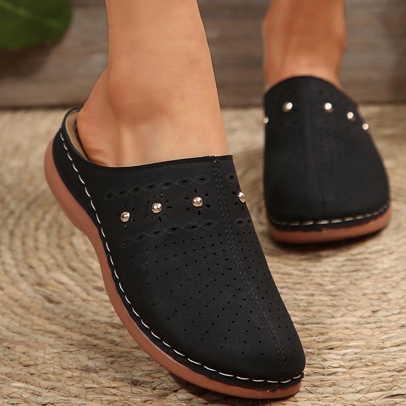 Fashion Lightweight Wedge Heel Mules Slippers Women Summer Hollow Out Slides Shoes Woman Plus Size Thick Sole Outdoor Sandals Female