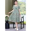 Cotton Silk Dress Mother Dress Summer Short-sleeved Loose Long Artificial Cotton Skirt