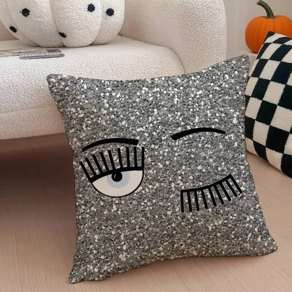 Hot Ferragnies Eyes C-Chiara Pillow Case Anti-dustmite Pillowcase Invisible Zipper Silky Short Plush Sofa Cushion Cover