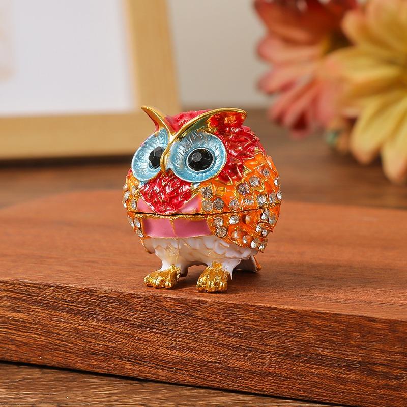 Exquisite Owl Jewelry Box Small Pendant for Tabletop Display, Storage Box for Household Use, Ring and Stud Jewelry Box