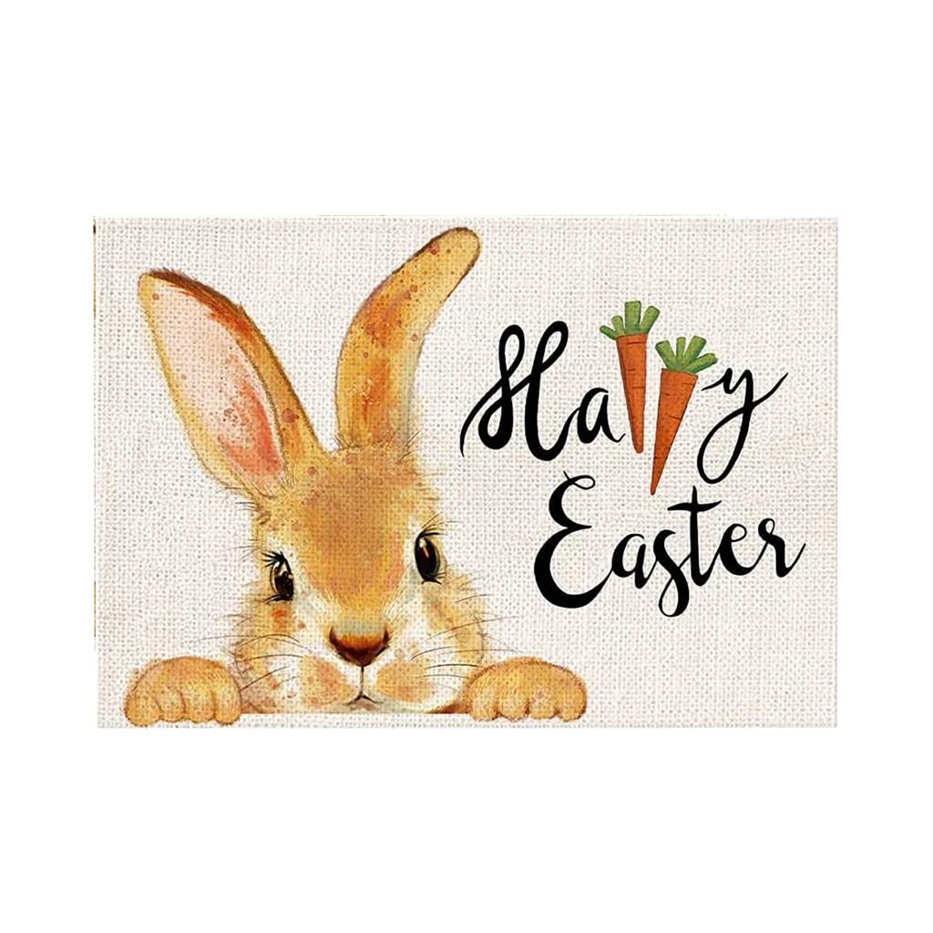 Rabbit Bunny Happy Easter Placemats Set Seasonal Spring Table Mats for Party Kitchen Dining Decoration
