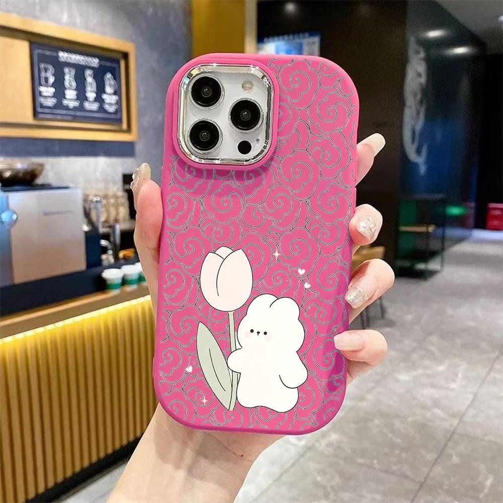 Phone Case: 2D Flat Design Suitable for iPhone 18 17 16 15 14 13 Pro Protective Case, Couple Style, Little White Rabbit, Christmas and Halloween Gift