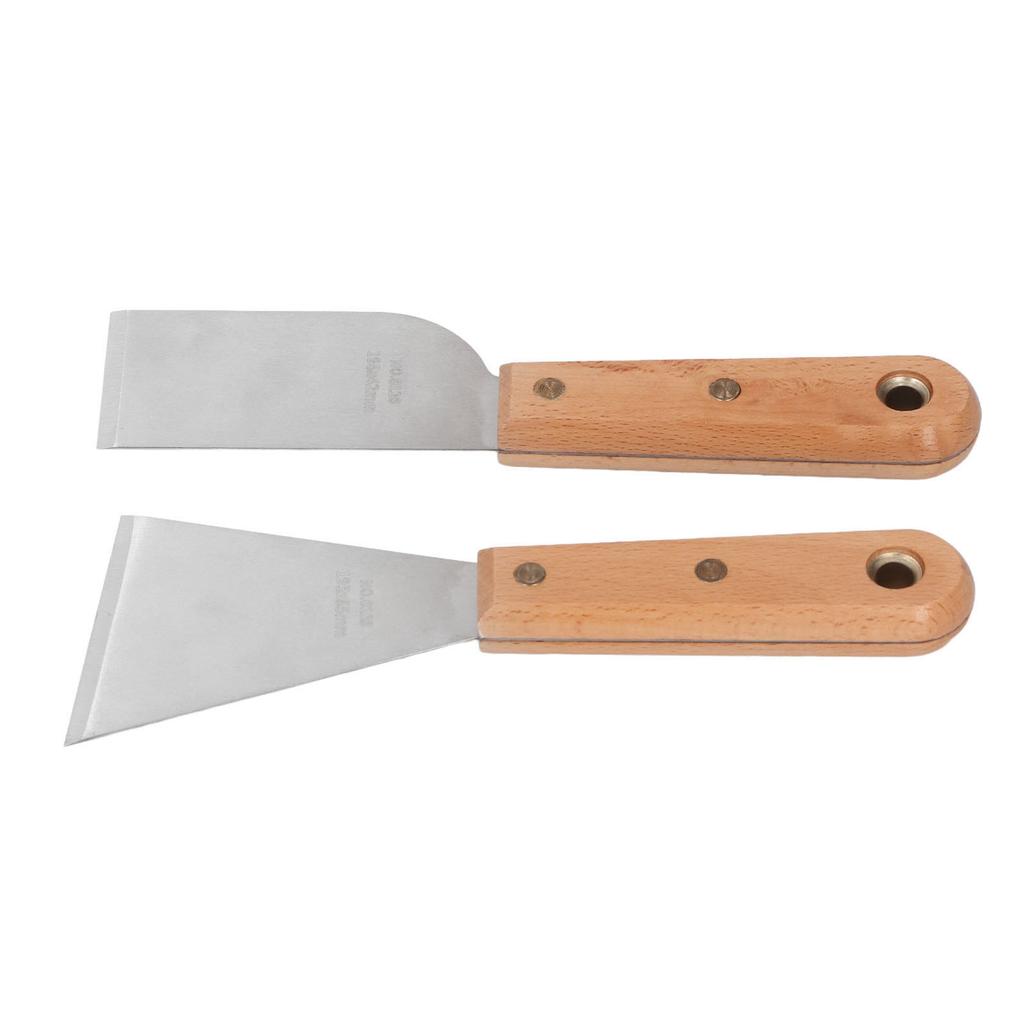 2Pcs Putty Scraper Stainless Steel Paint Scraper Set with Wood Handle Engraving Spackle Drywall
