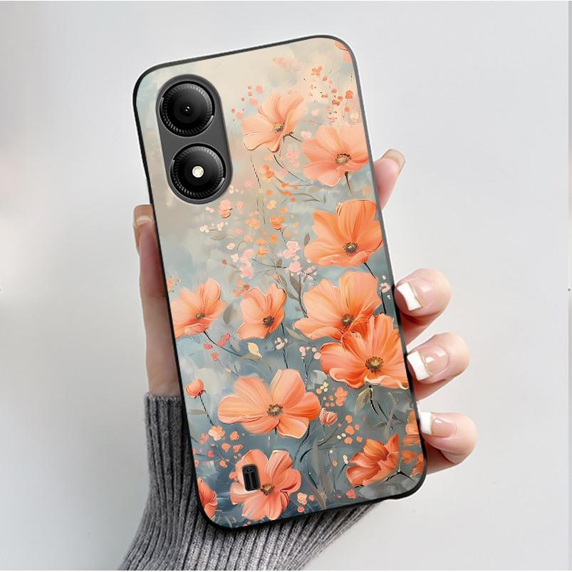 Custodia con Stampa per ZTE Blade A33S A34 Guscio Nero in Morbido Silicone per ZTE Blade A31 Plus Custodia Carina con Fiori e Cartoni Animati