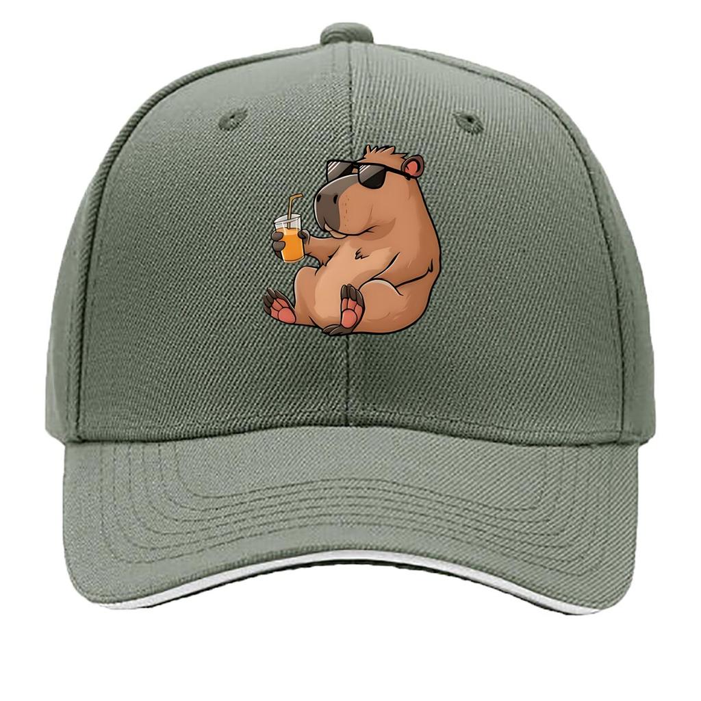 Vinyl Cartoon Capybara Sunglasses Juice Home Decor Hip Hop Hat Fashion Outdoor Sports Sandwich Baseball Cap