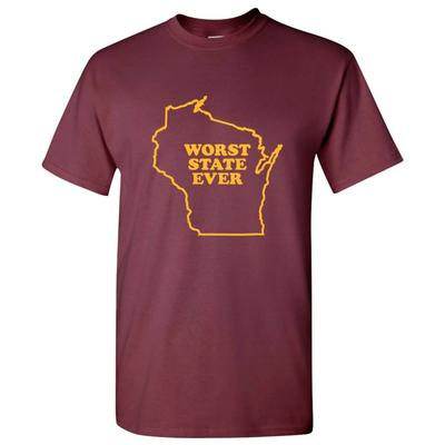 Wisconsin Worst State Ever Basic Cotton T-Shirt - Maroon