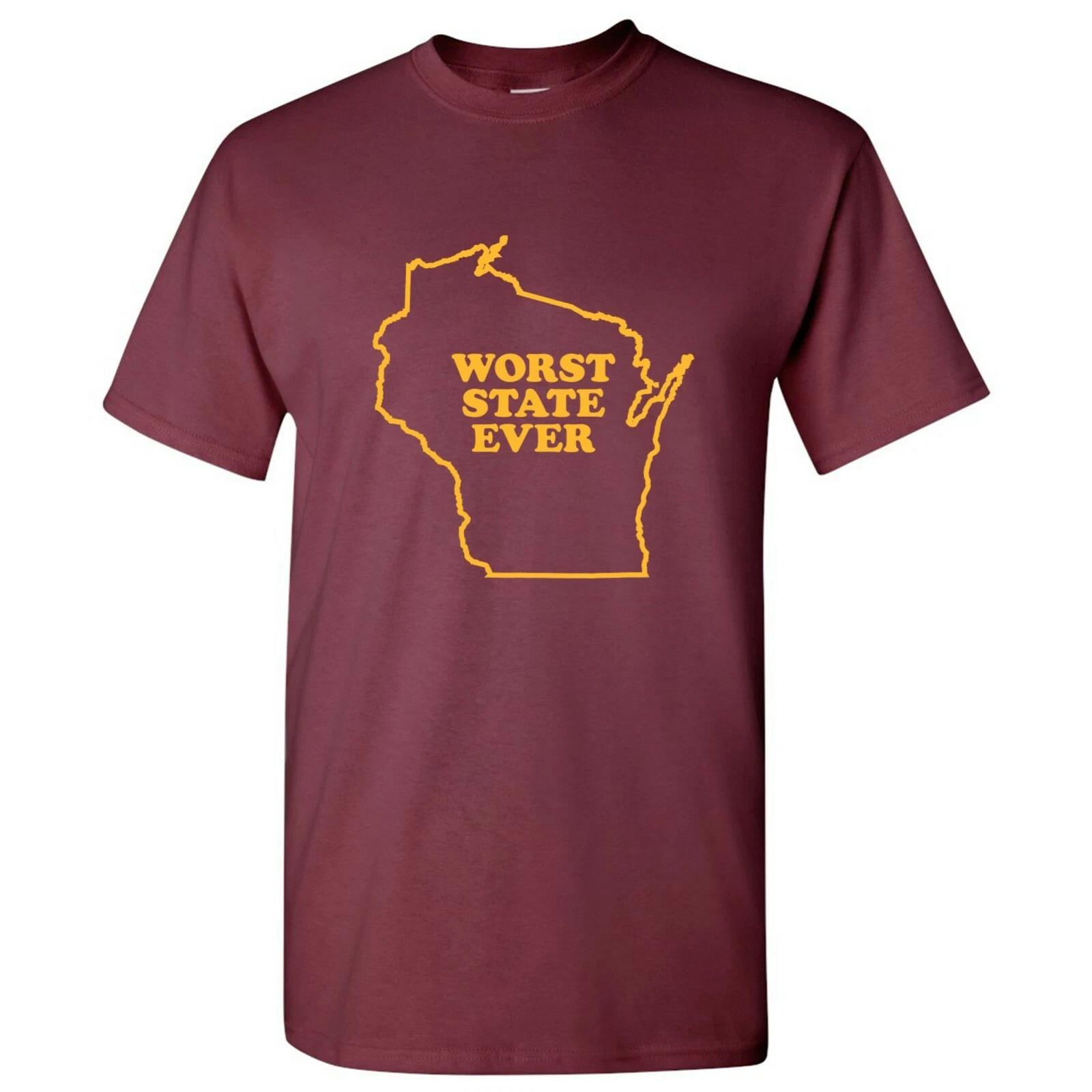 Wisconsin Worst State Ever Basic Cotton T-Shirt - Maroon S