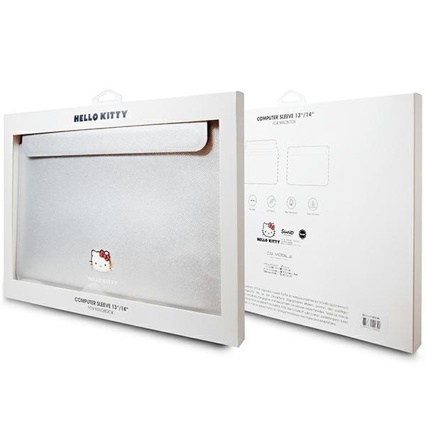 Pokrowiec na laptopa 14" Hello Kitty Srebrny Metal Logo