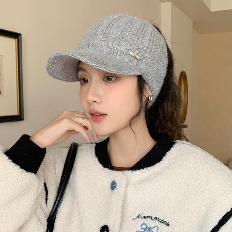 Korean Style Versatile Large Head Circumference Windproof Peaked Cap Fashion Casual Warm Baseball Hat for Women