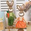 Cartoon Easter Rabbit Ornament Retractable DIY Handmade Bunny Telescopic Standing Pastoral Style Merry Easter Decoration