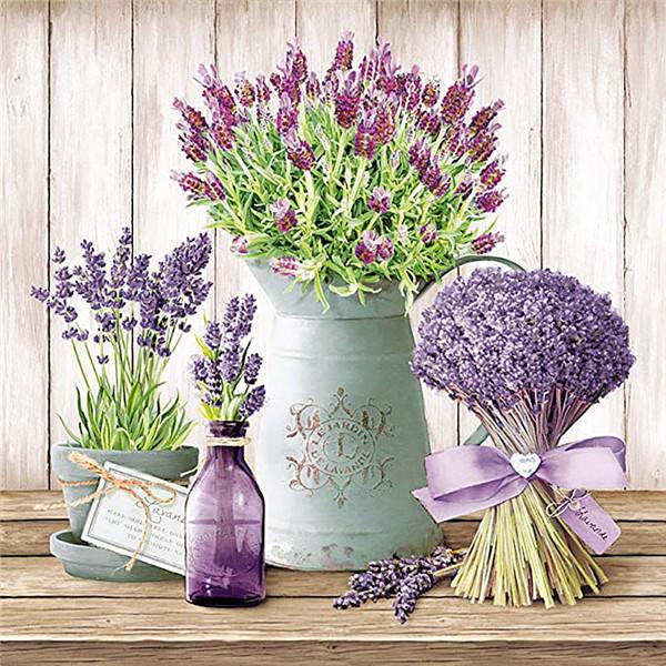 

HUACAN 5D Diamond Painting Lavender Full Drill Square Diamond Embroidery Flower Diamond Mosaic Picture Of Rhinestone Home Decor Full Round 25X25cm