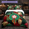 Morocco Football Pattern 3 Pieces Bedding Set Soft Microfiber Duvet Cover with Pillow Cases for Bedroom