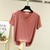 New Summer V-Neck Women's Loose Fit Modal T-Shirt - Solid Color, Short Sleeve Basic Top