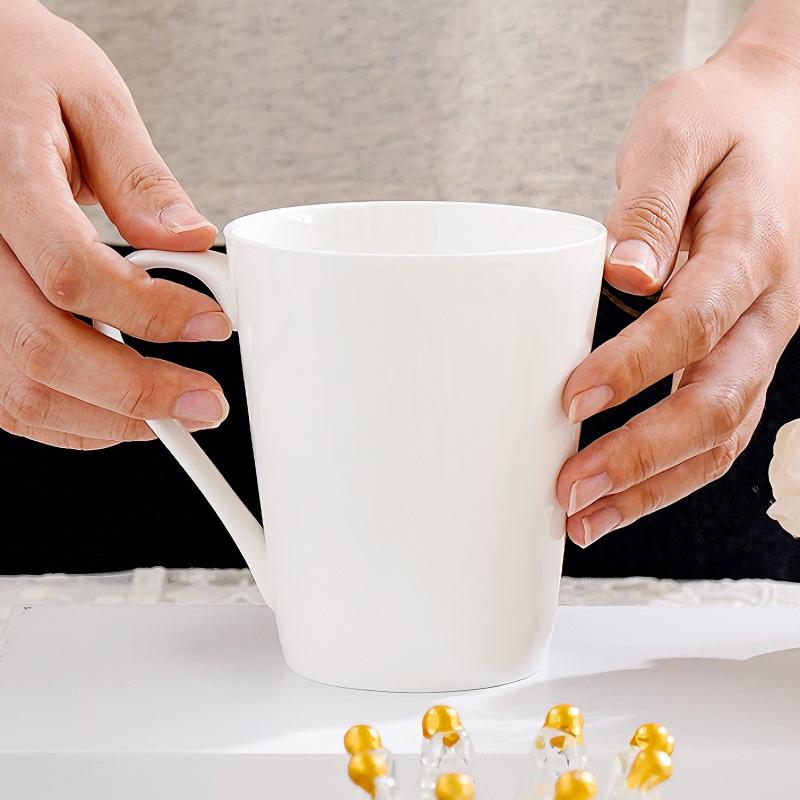 380ML, pure white bone china mug coffee, porcelain gargle cup, for drinks, ceramic mug, thermo cup for coffee, nespresso cup