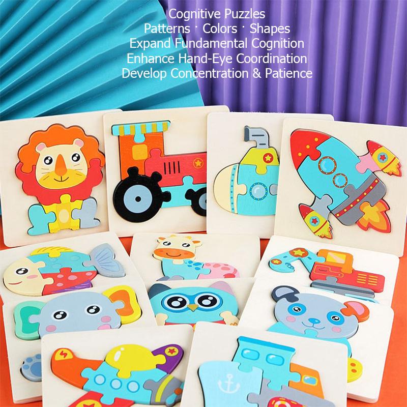 Educational 3D Wooden Puzzle For Toddlers, Wood Jigsaw Puzzles, Montessori Games And Educational Toys