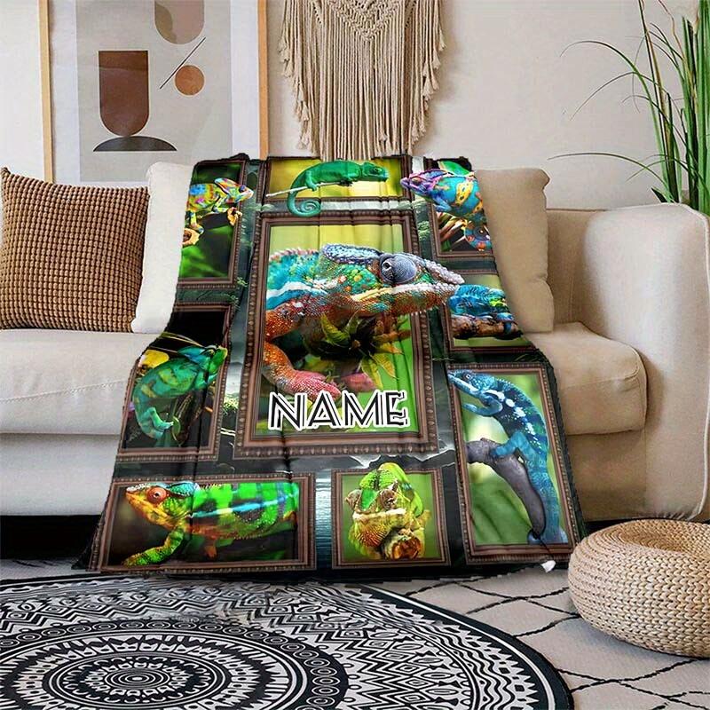 Lizard Customize Your Name Blanket Used For Chair Office Sofa Bed Camping Soft And Warm Giving Friends And Relatives Birthday Graduation Gift