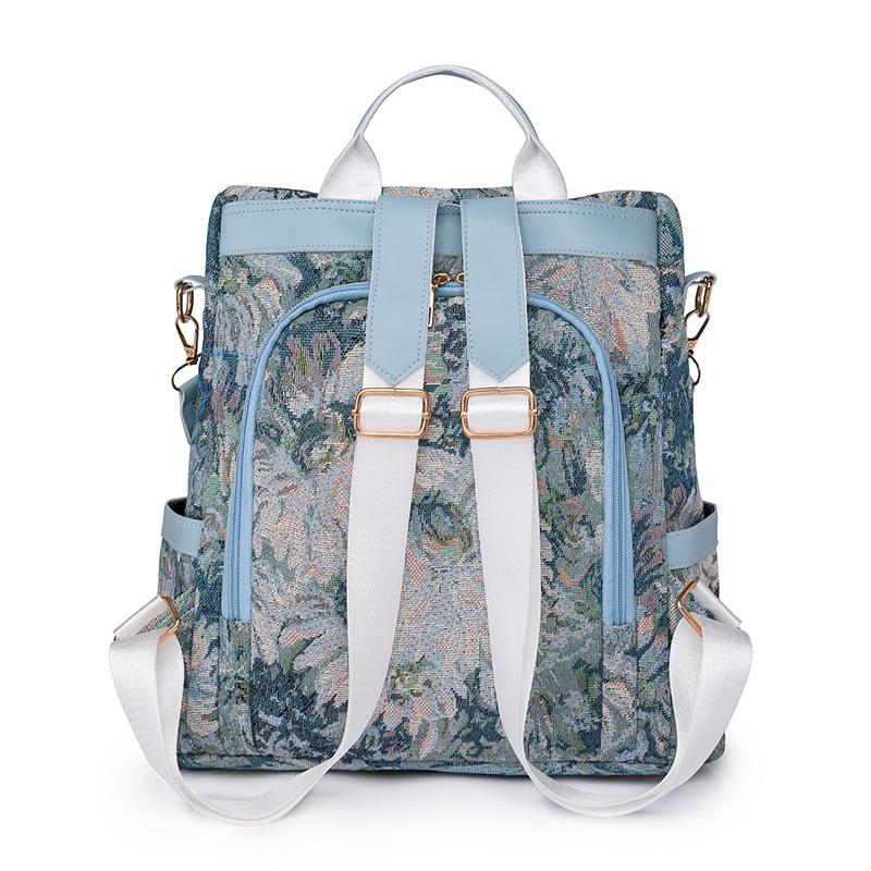 Womens Large Capacity Nylon Backpack Printed Backpack Student Schoolbag