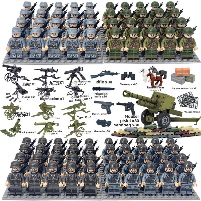 Non-Toxic Dolls Military World War Ii Doll Weapon Accessories Digital Assembly Toy Crawler Children'S Educational Splicing With Toys