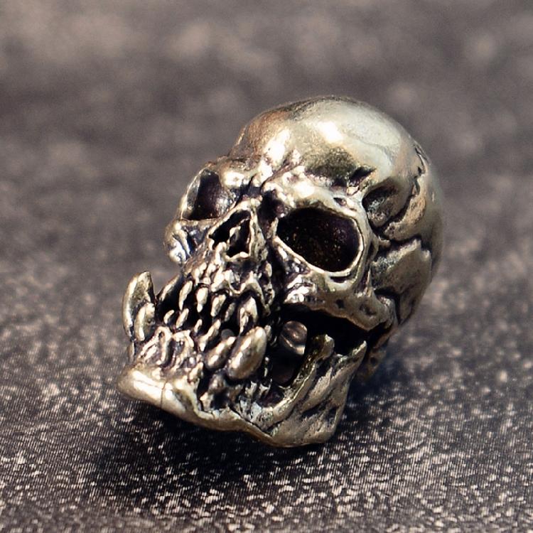 Unique Fang Skull Charm Copper Alloy Gothic Jewelry For Paracord Bracelet Keychain And Men's Fashion Accessories