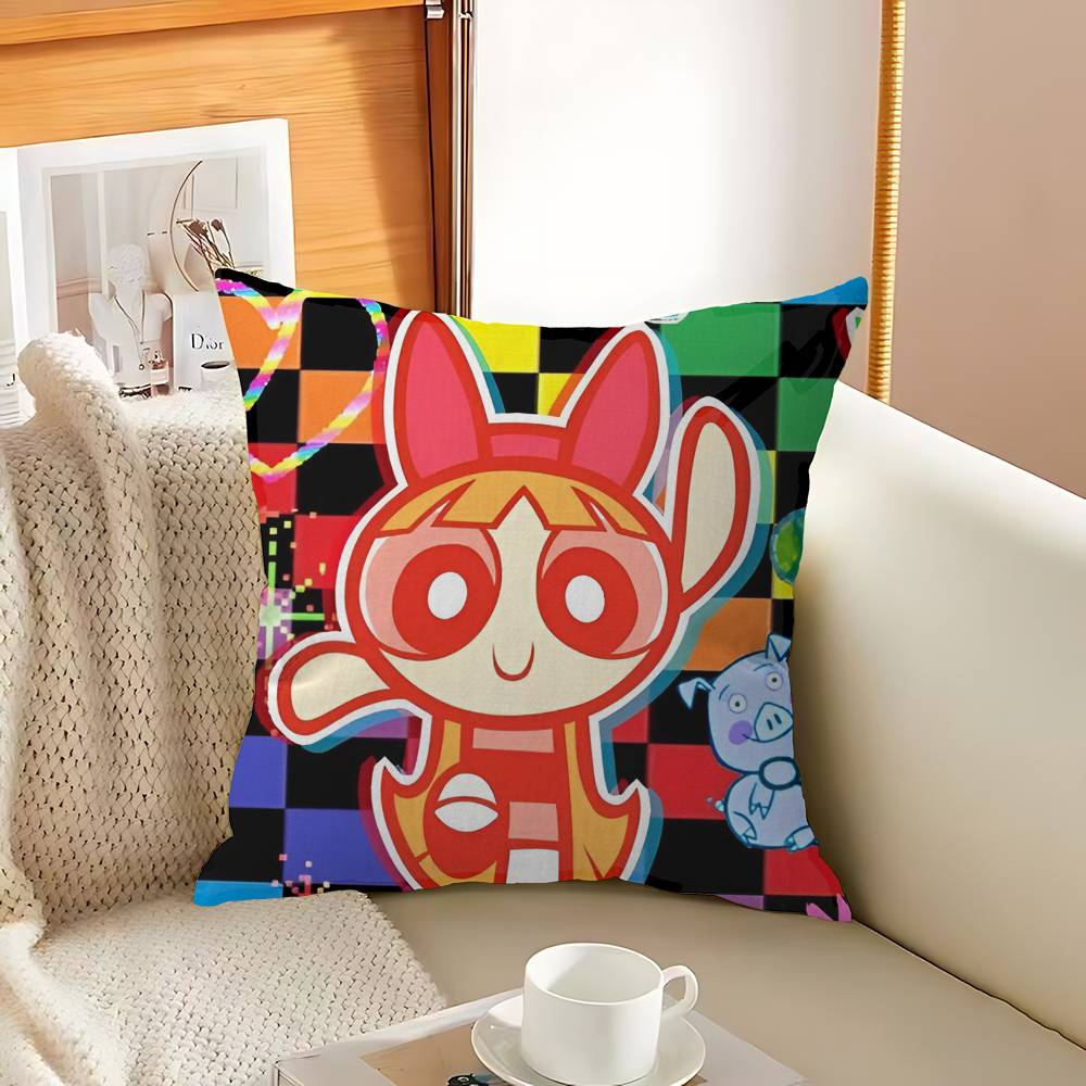 Cute Powerpuffs-Girls Classic Anime Cushion Cover Inches Farmhouse Decor Home Throw Pillow Covers For Couch Decorations