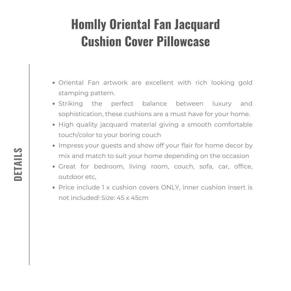 Homlly Oriental Fan Jacquard Cushion Cover Pillowcase X2PCS