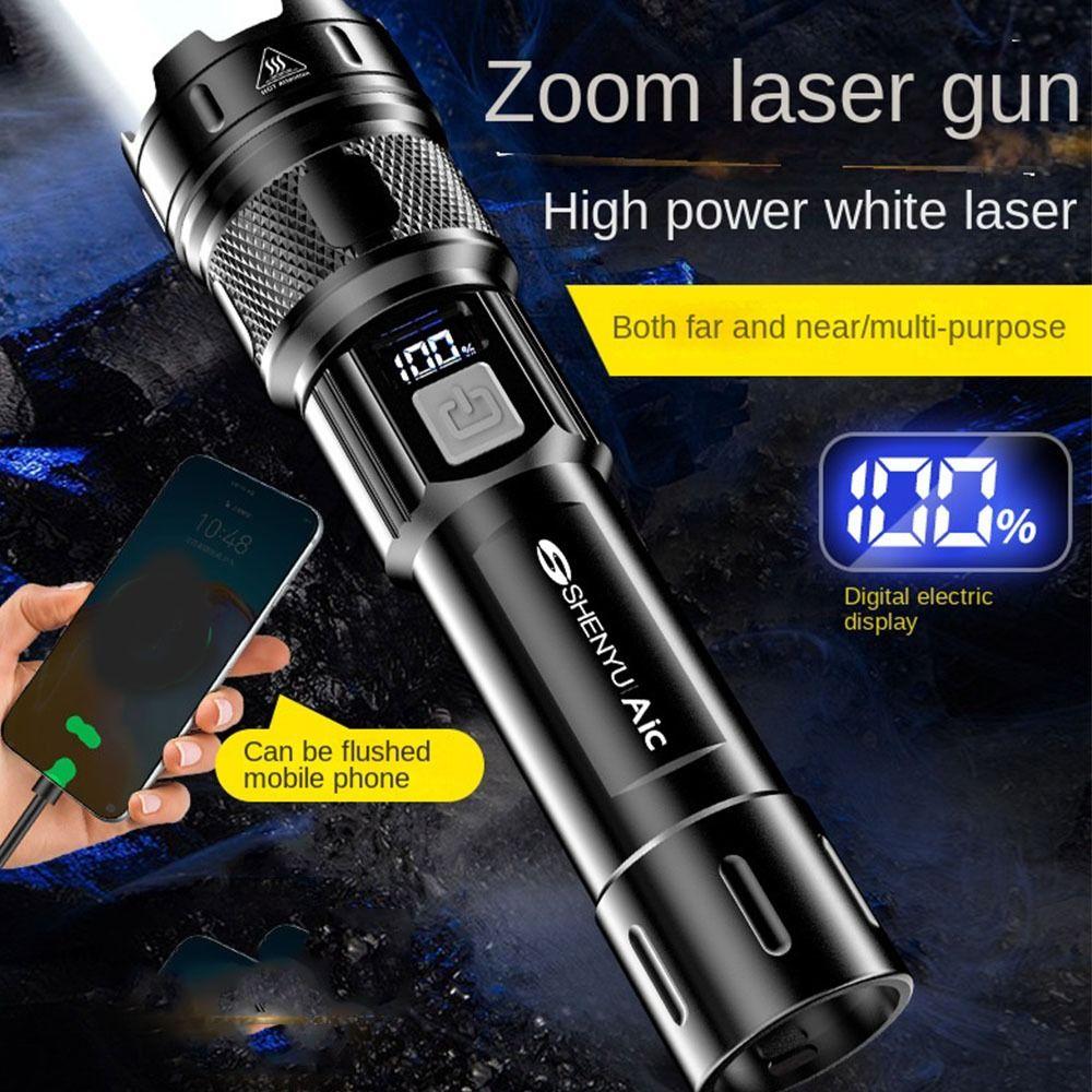 High Power Telescopic  Zoom Torch Powerful Camping Light LED Display  Flashlight  Hiking
