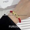 Bracciale Fred Placcato Oro 18k con Ferro di Cavallo Diamantato Zodiaco Corda Rossa - Unisex Stile Fai da Te a Forma di 8