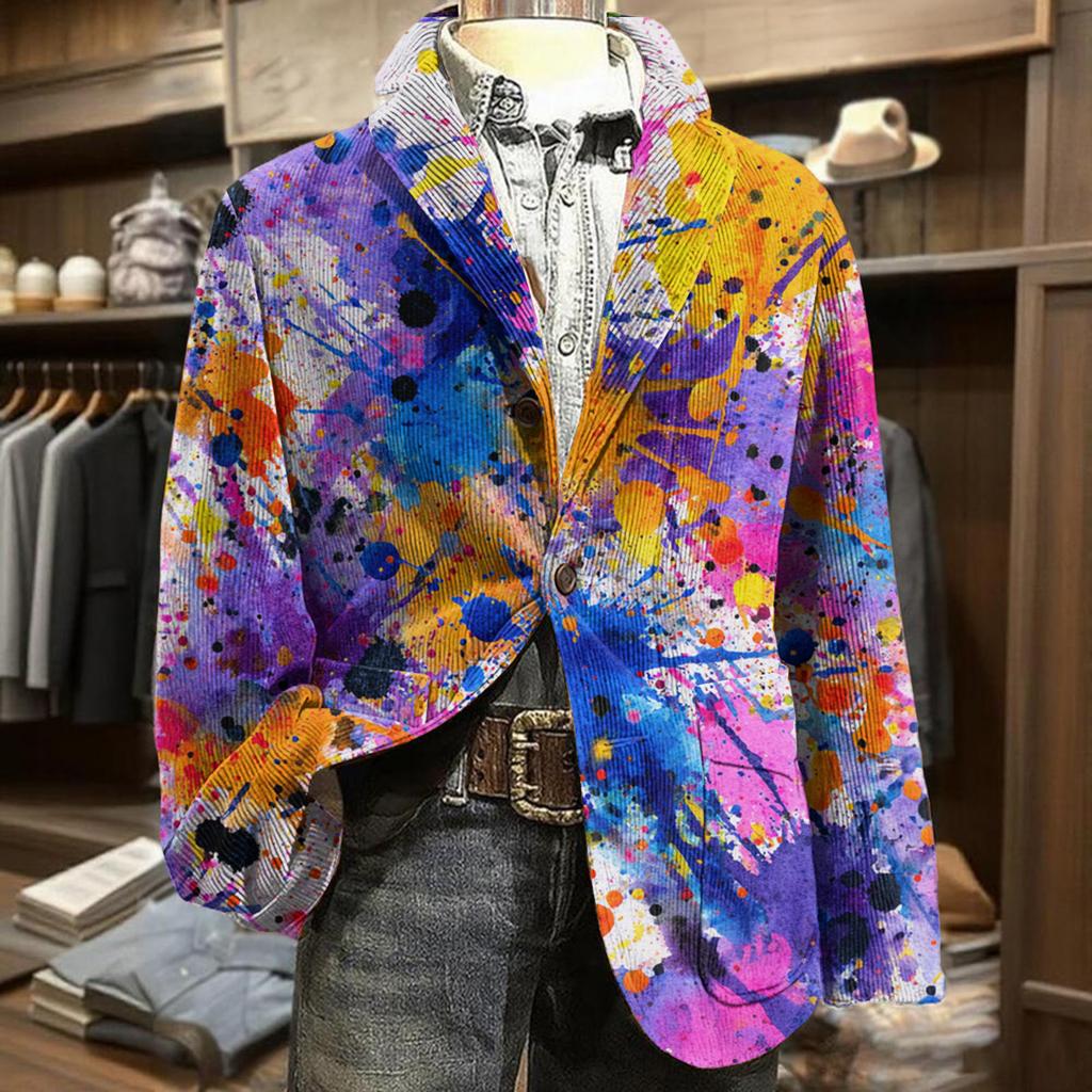 Herren Business Casual Mode Bedruckte Cordjacke