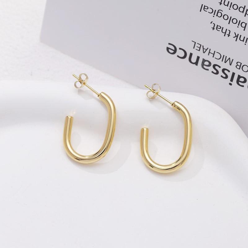 European and American Cold Wind, Simple and Fashionable Stainless Steel Light Surface Earrings