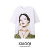 Fashion Style Autumn New Style White Loose Off T Shirt Tops Women's Clothing Casual Girl Print T-shirt 1165658