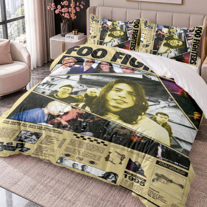 Foo Fighters 3Pcs Bedding Set Duvet Cover With Two Pillowcases For Bedroom Home Decoration