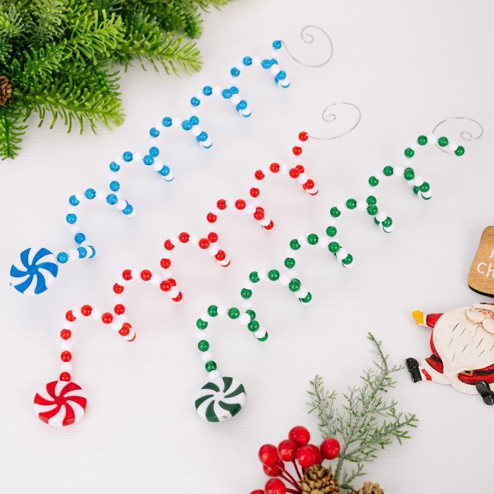 PVC Lollipop Christmas Decoration Twisted Cane DIY Candy Cane Ornament Lollipop Design Festive Tree Decor for 2PCS