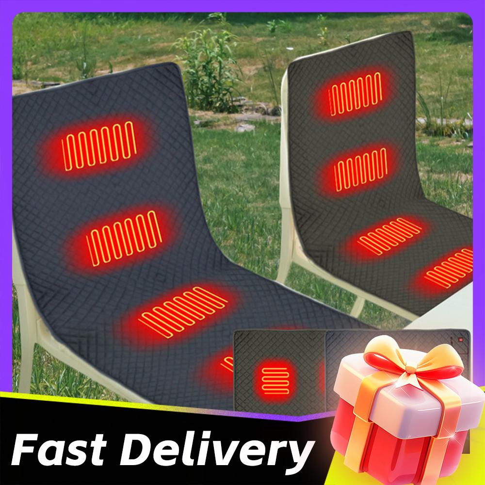 4-Zone Smart 5V Heated Cushion Outdoor Camping Chairs USB-Powered Heating Pad Portable Heated Mat for Outdoor Seating Comfort