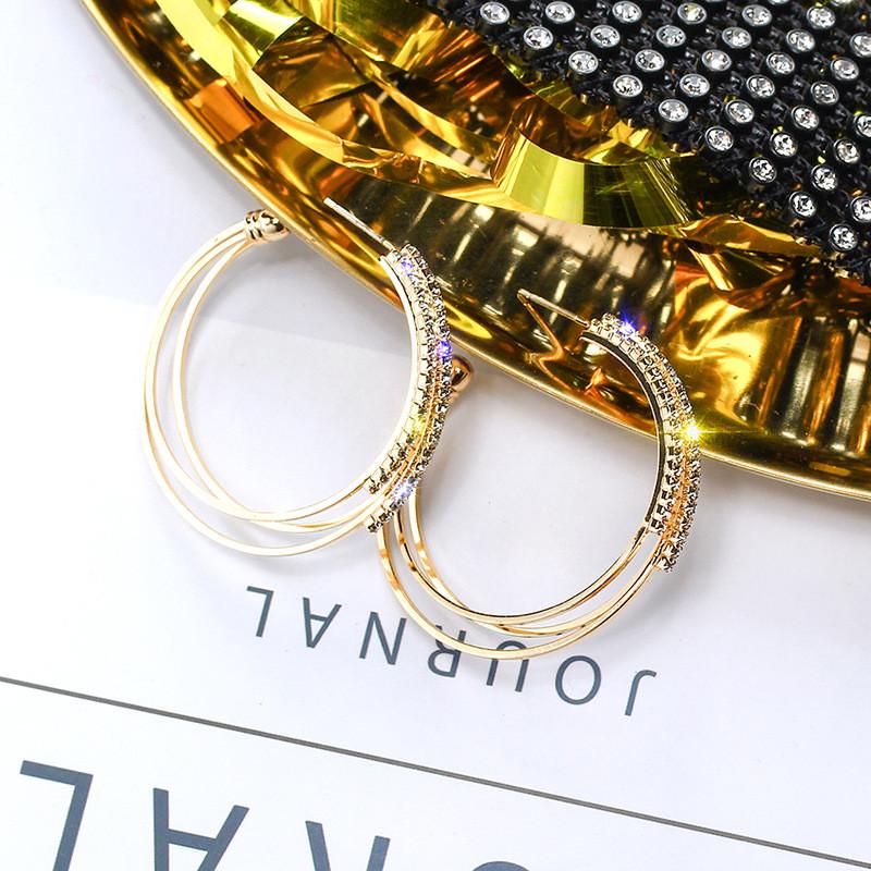 Geometryczne wiszące kolczyki wiszące Rhinestone Fashion Dzikie kolczyki w kształcie koła w kształcie litery C dla kobiet