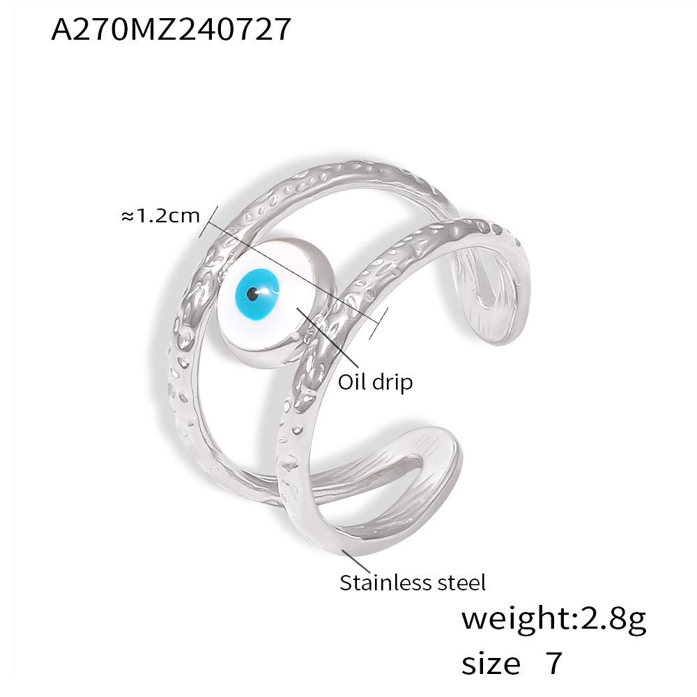 Blue Eye Stainless Steel Ring: Unique European-American Design, Colorfast, Fashionable for Women