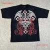 Avirex T Shirt Mens Large Black Eagle Hip Hop Y2K Bedazzled Vintage Washed Stylish Versatile Streetwear Soft Stretched