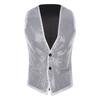 Unisex Adult Shiny Sequin Vest Sleeveless Button Design Waistcoat Jacket for Music Festival