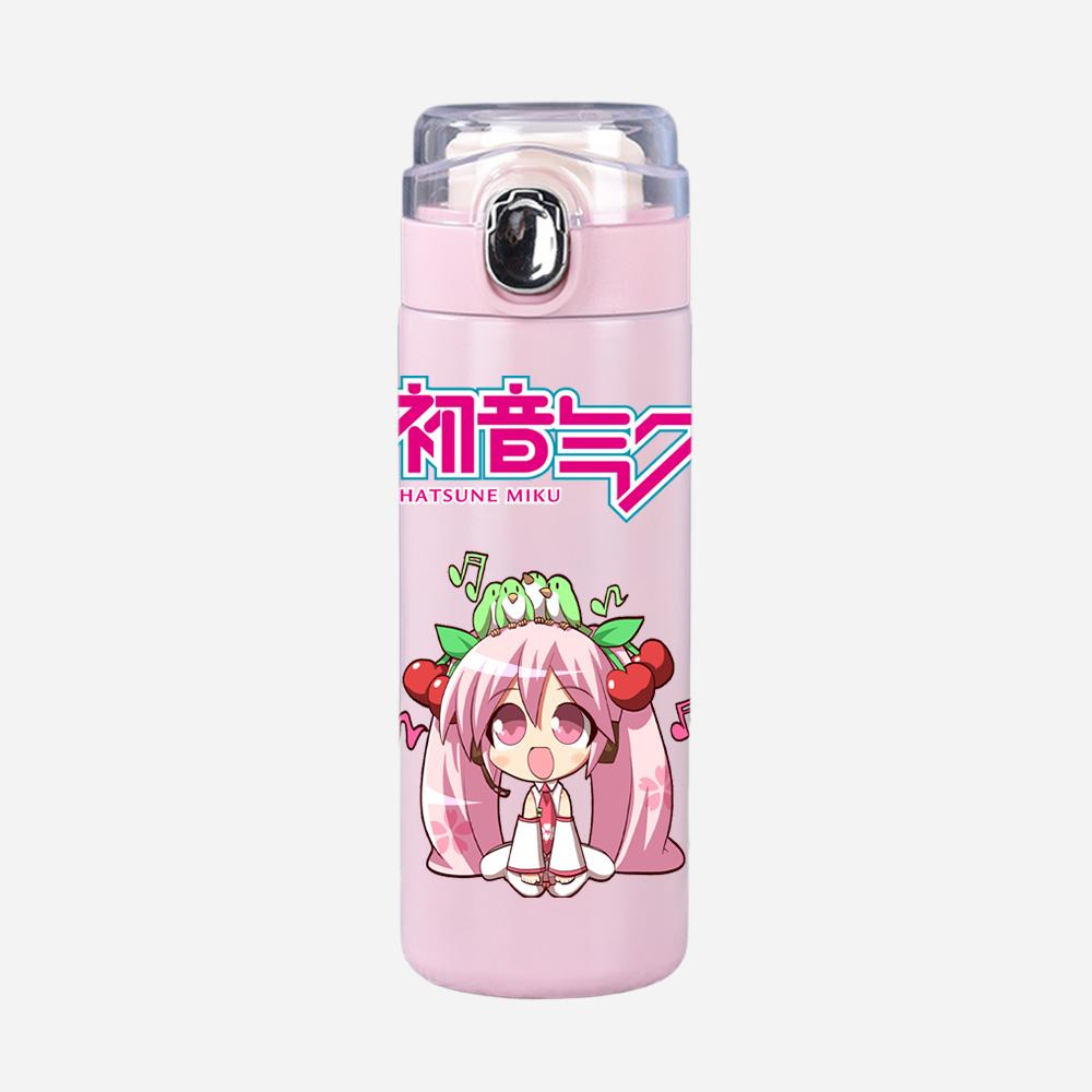 Tazza Termica Stampata Anime Hatsune Miku Portatile Acciaio Inossidabile 400ml Borraccia Anti-perdita Tazza da Campeggio Regalo