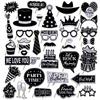 36pcs Happy Birthday Party Photo Booth Props Shimmer Powder Funny Glasses Lips Hat DIY Photo Shoot Prop Photobooth Accessories