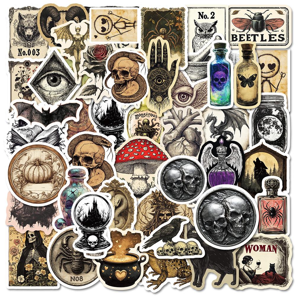 10 30 50Pcs Vintage Gothic Apothecary Stickers Halloween Cool Decals Decoration Diy Phone Skateboard Laptop Graffiti Decals Toy
