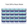 20 Pcs Manual Shaving Razor Blades For Men 5 Layers Stainless Steel Replaceable Heads