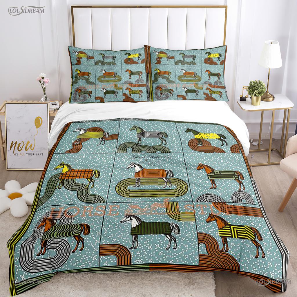 Persia Galoping Horse Al Season Duvet High-End Premium Cover Beding Sets Soft Comfortable Quilt Cover plus Pilowcases Ten Single/Double/Quen/King
