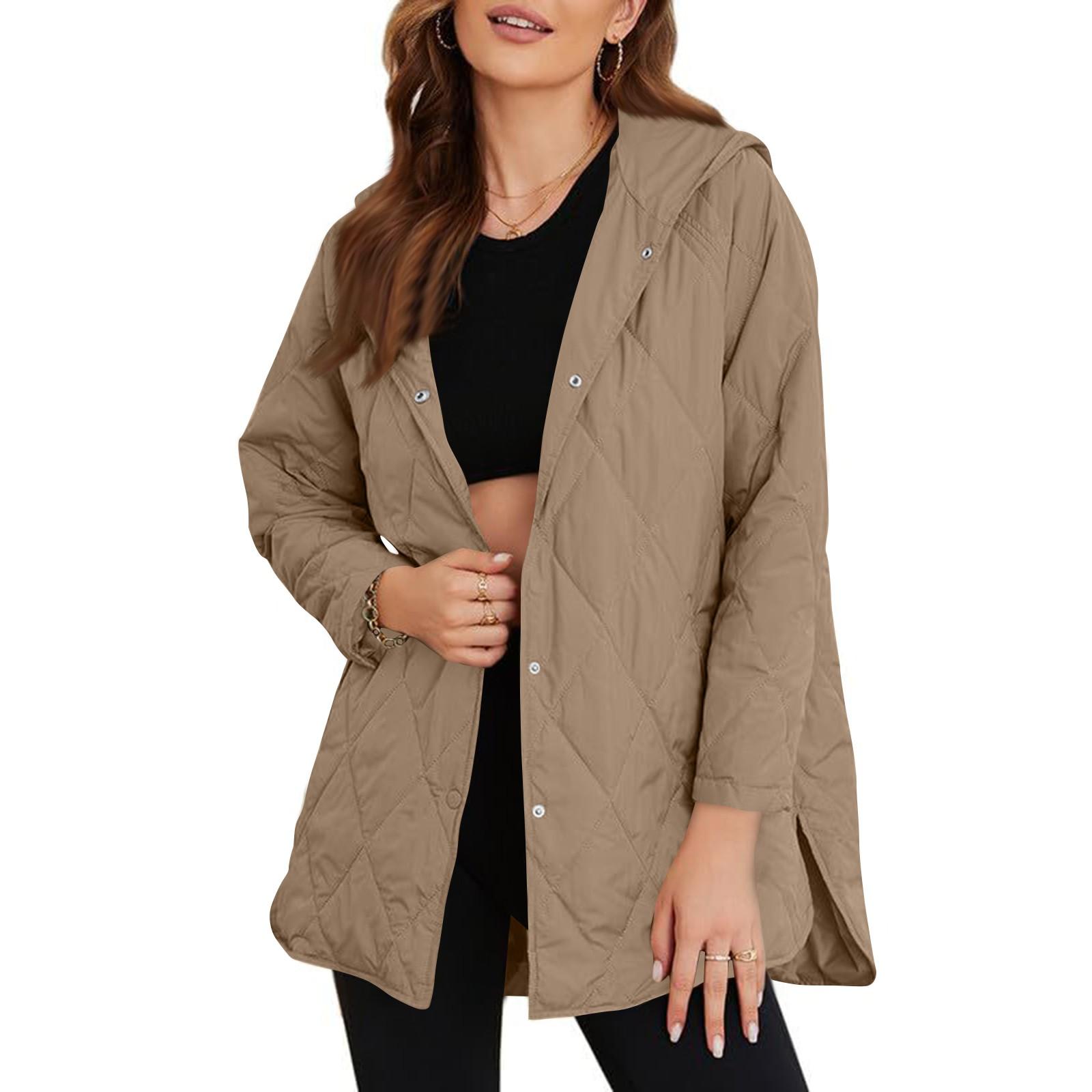 

Женская модная повседневная легкая куртка с капюшоном Diamond XL хаки