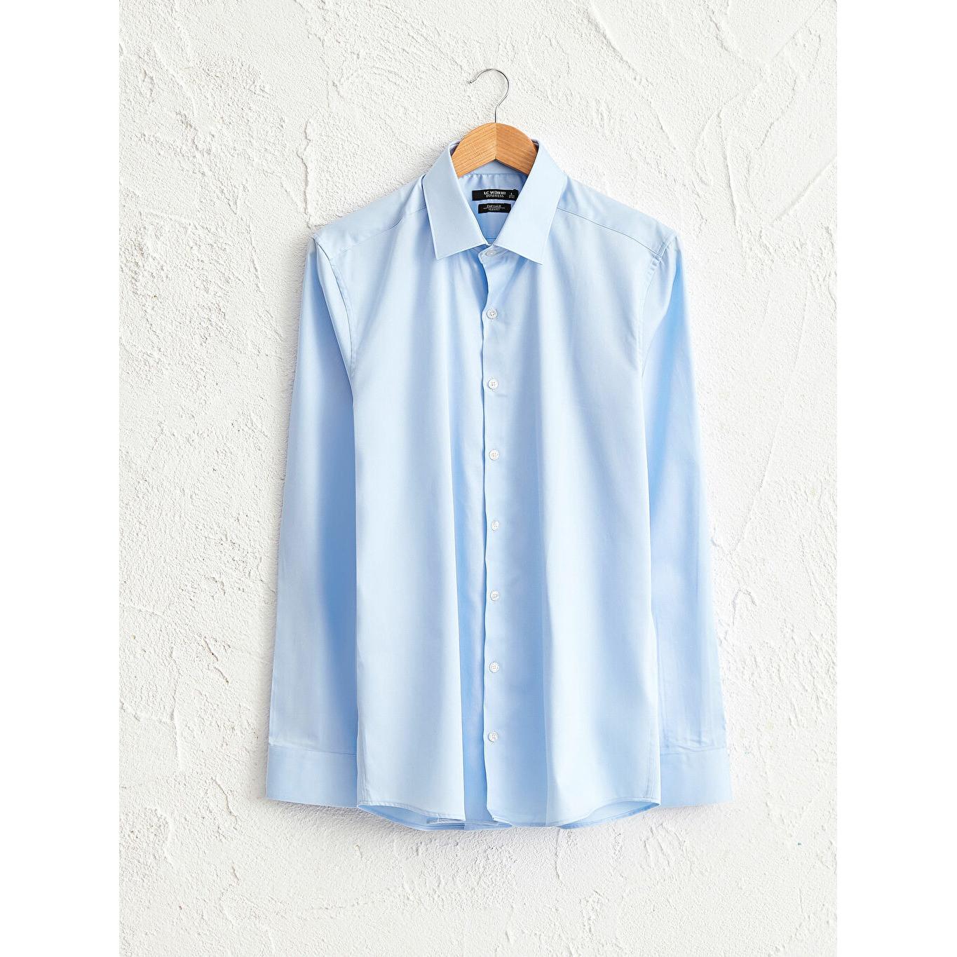 

Рубашка Slim Fit из 100% хлопкового атласа синяя 0SN592Z8-CU5