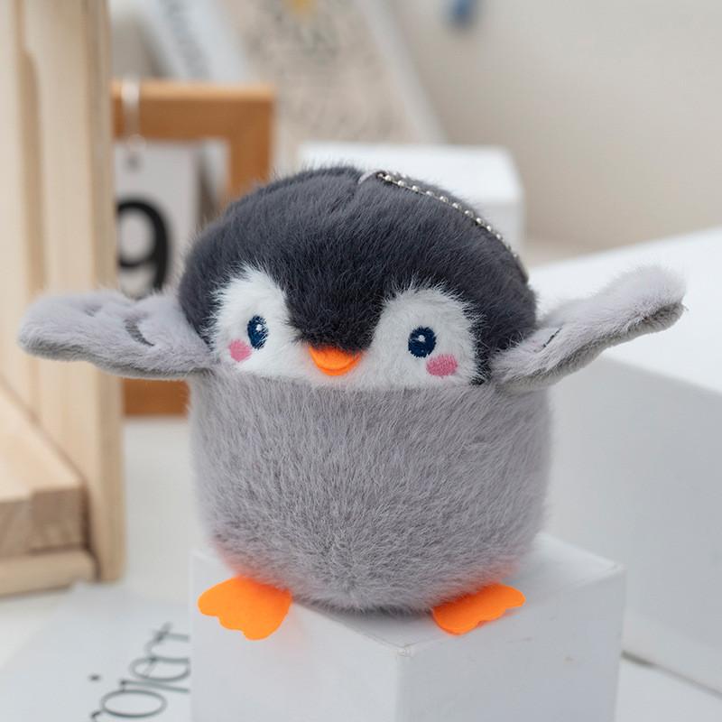 Soft Cute Grey Penguin Plush Toy Keychain With Pp Cotton For Bags Students And